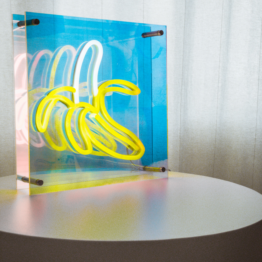 An infinity Mirror self standing on a side table in a bedroom 